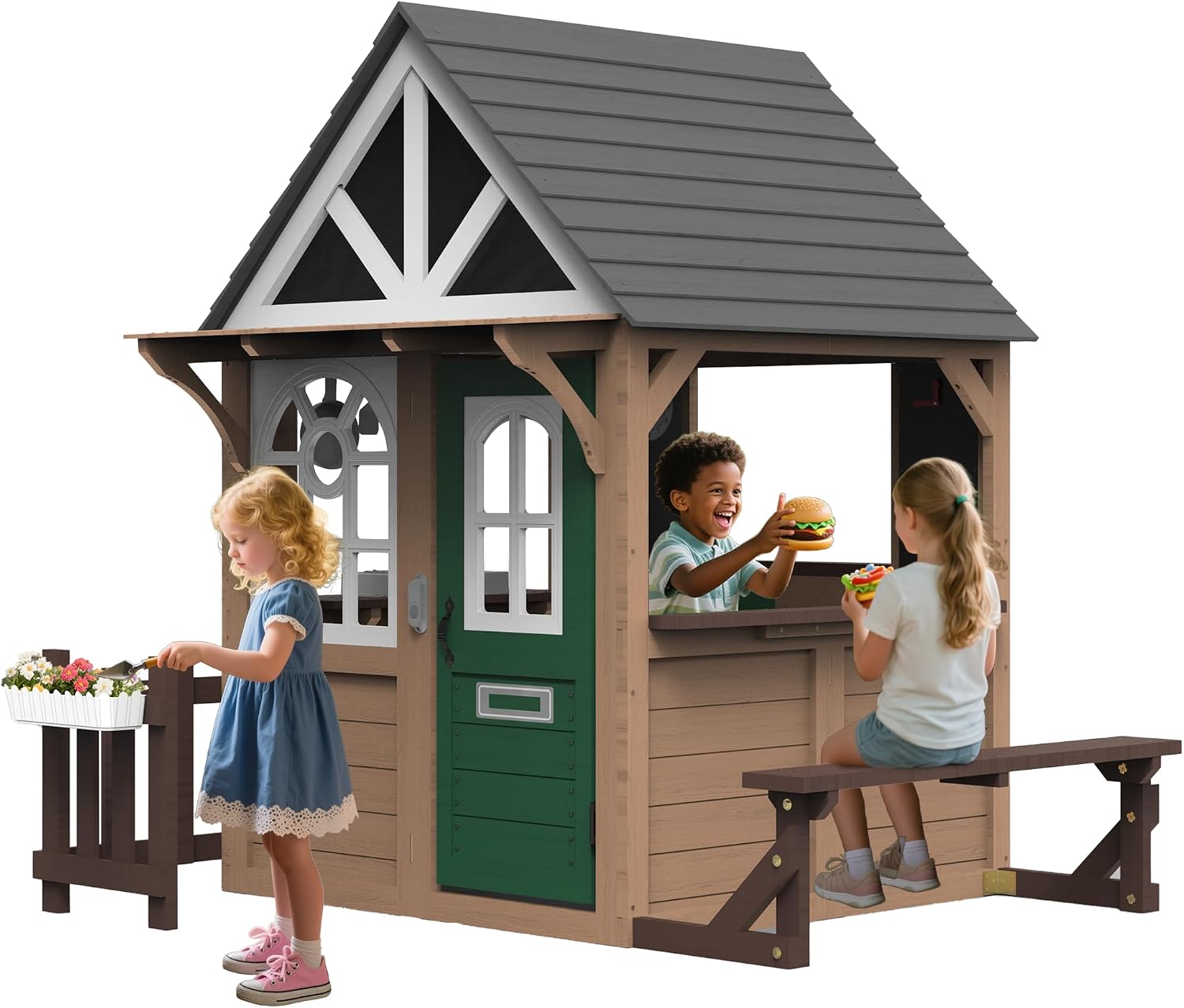 Kids Outdoor Wooden Playhouse - Domek do zabawy dla dzieci Seizeen,