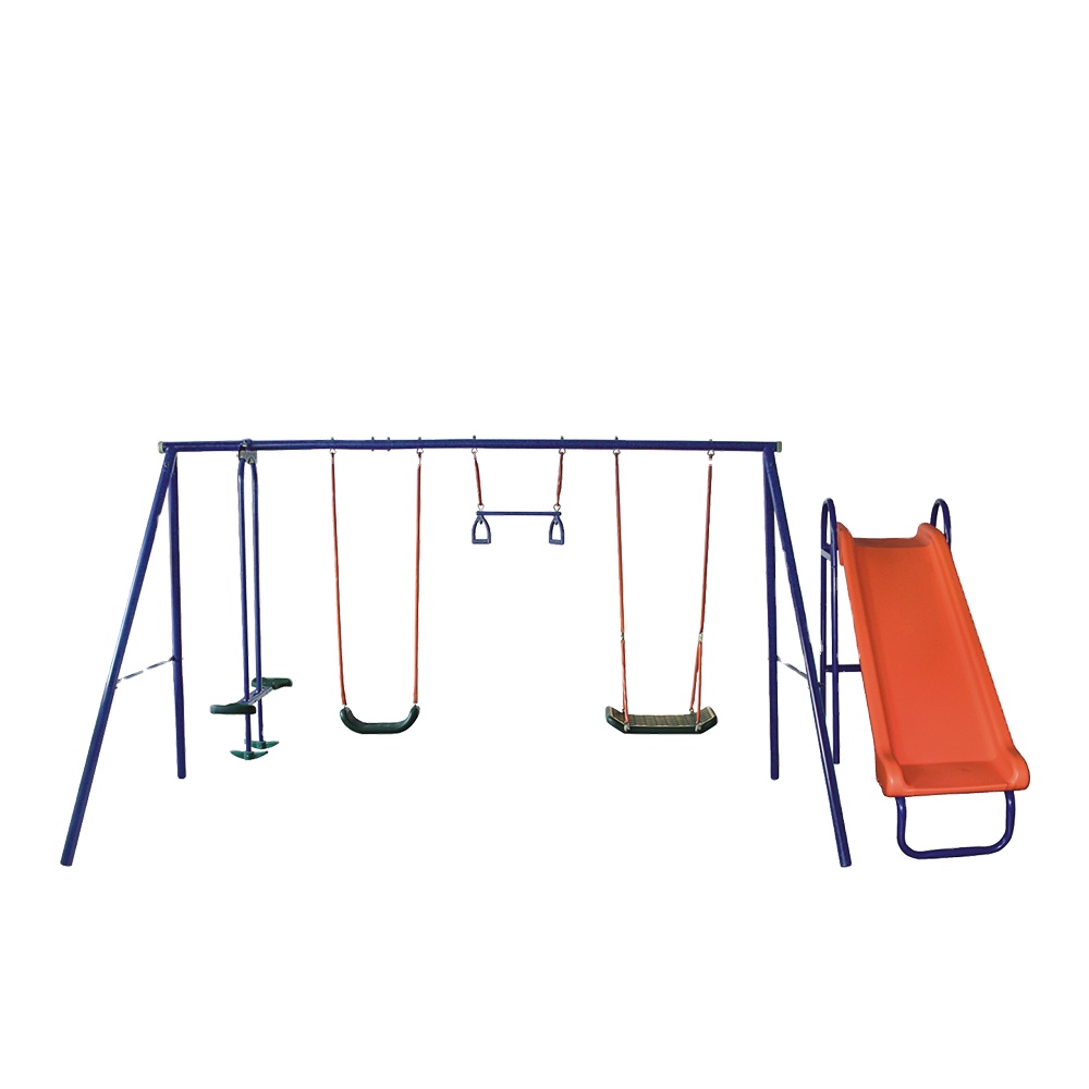 Kids Outdoor Swing Set With Slide - Hurtownia Tanie Sześciostanowiskowe Zewnętrzne Ogrodowe Huśtawki