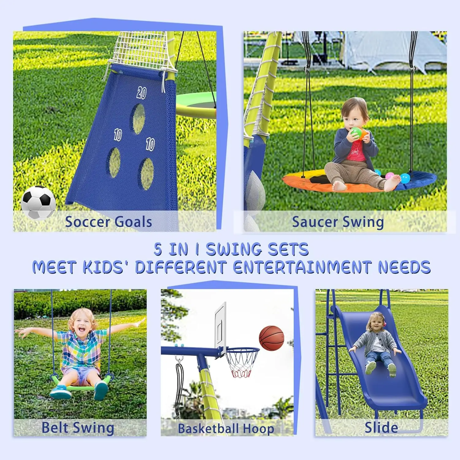 Huśtawki do ogrodu ze zjeżdżal – Kids Outdoor Swing Set With Slide recenzja i cena