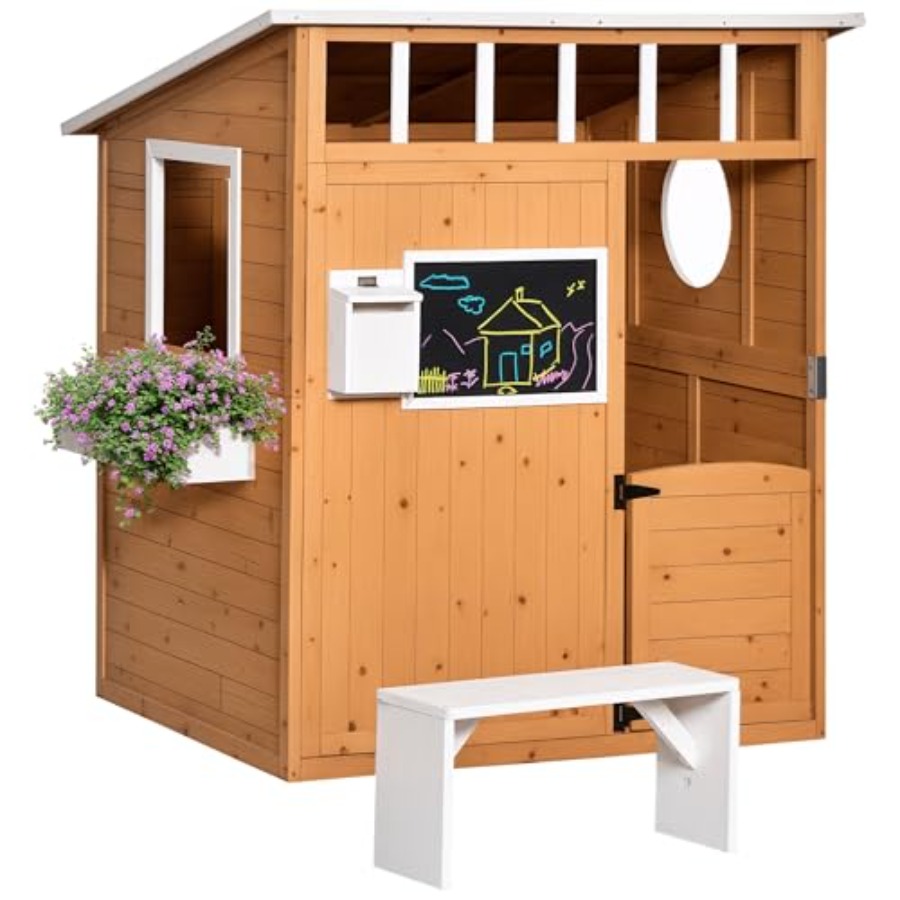 Drewniany domek do zabawy dla  – Kids Outdoor Wooden Playhouse recenzja i cena