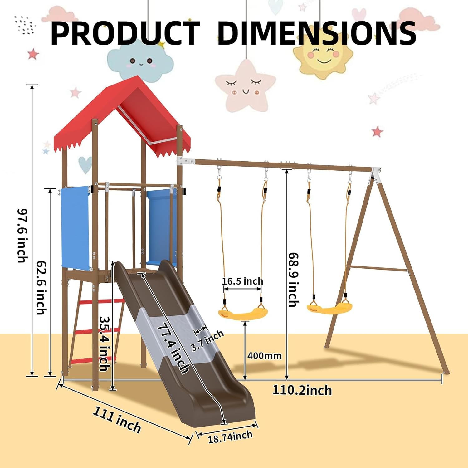 Metalowy zestaw huśtawek dla d – Kids Outdoor Swing Set With Slide recenzja i cena