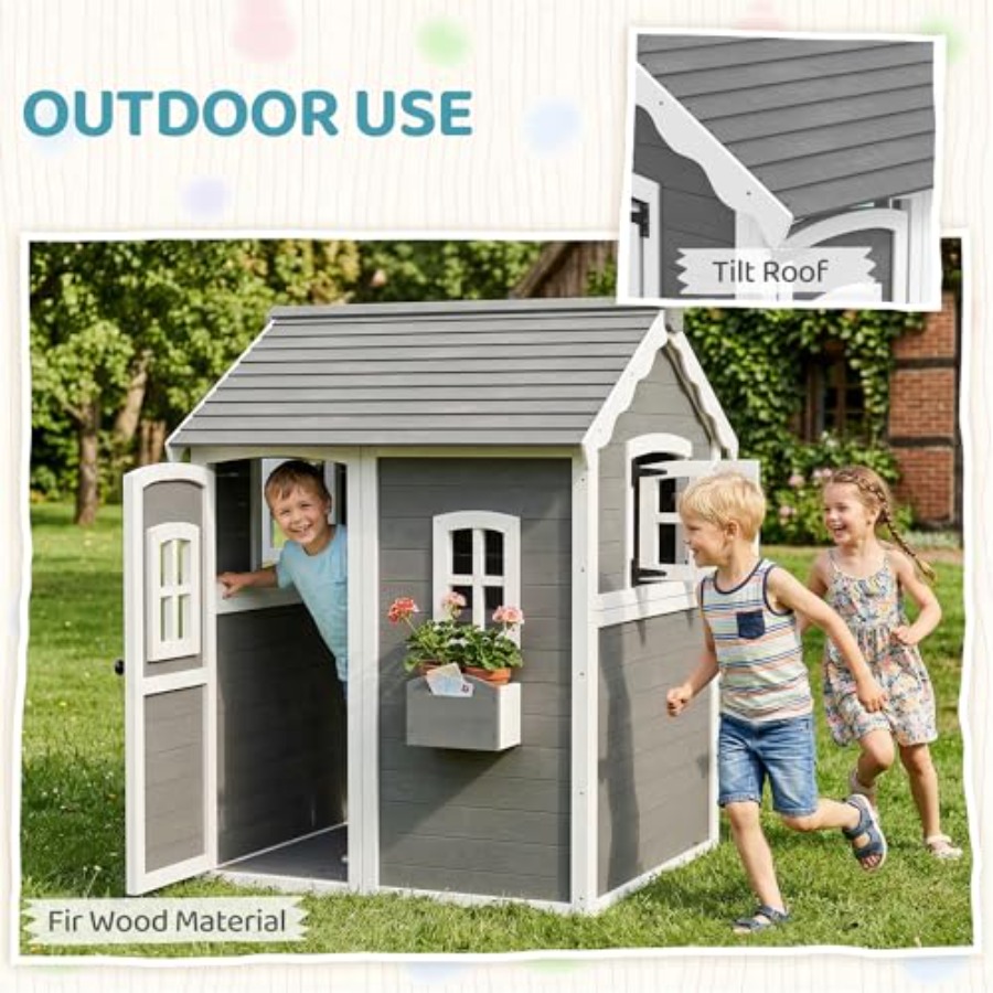 Drewniany domek do zabawy dla  – Kids Outdoor Wooden Playhouse recenzja i cena