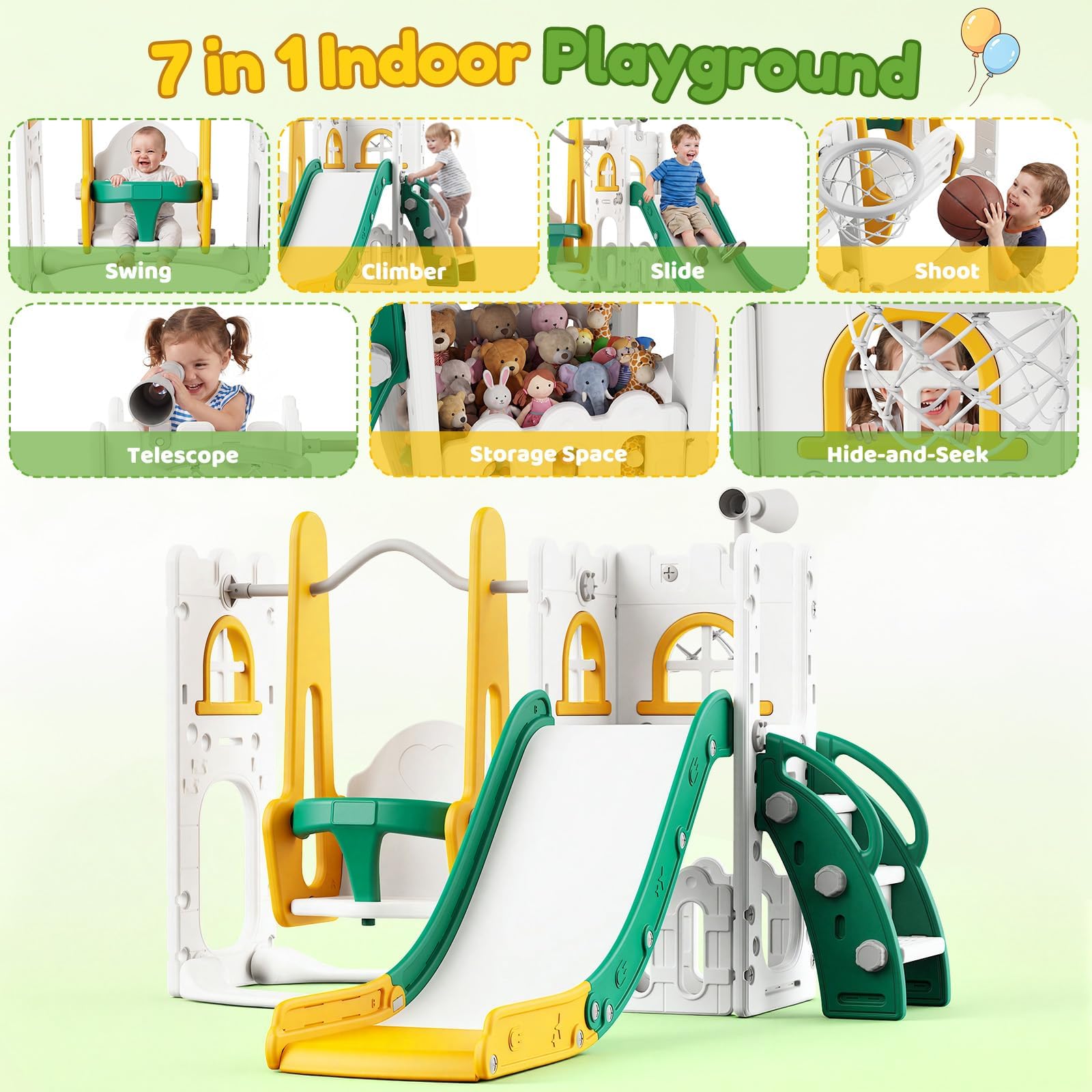 Zestaw 7 w 1 dla małych dzieci – Kids Outdoor Swing Set With Slide recenzja i cena