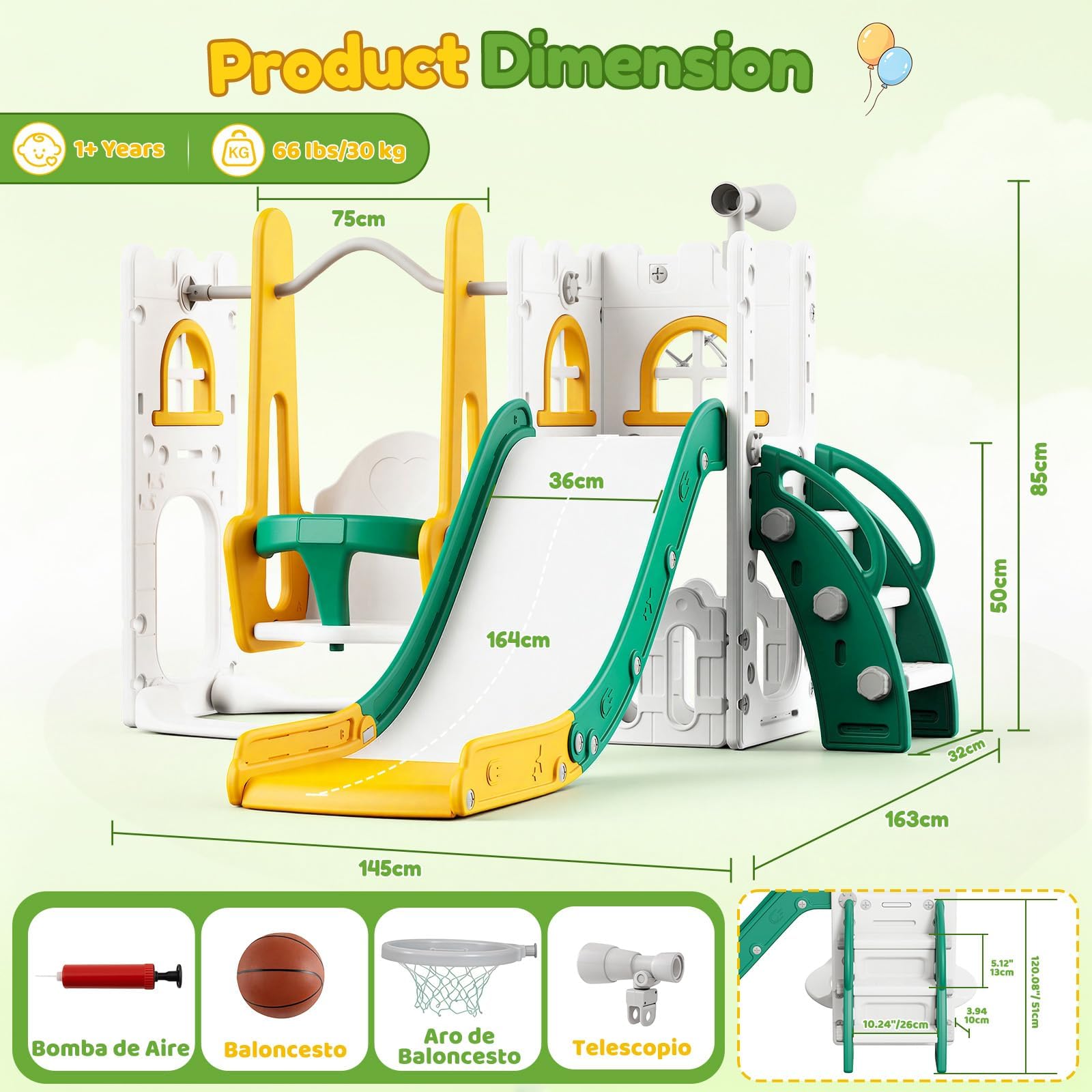 Zestaw 7 w 1 dla małych dzieci – Kids Outdoor Swing Set With Slide recenzja i cena