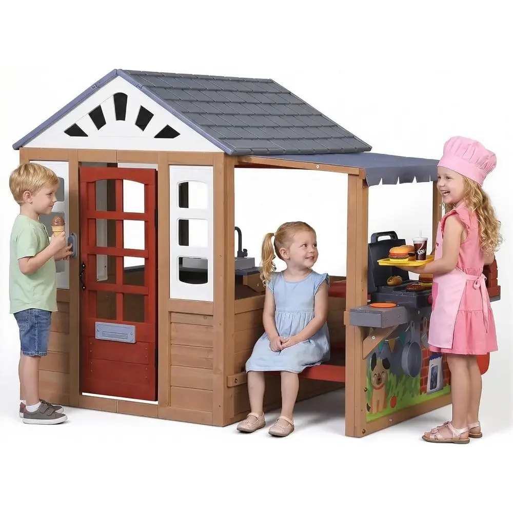 Drewniany domek do zabawy dla  – Kids Outdoor Wooden Playhouse recenzja i cena