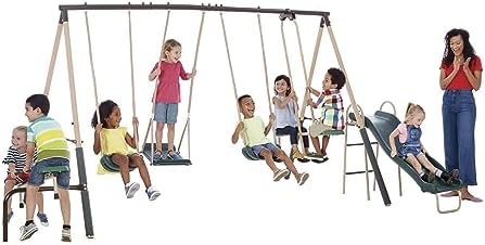 Zestaw do zabawy na zewnątrz d – Kids Outdoor Swing Set With Slide recenzja i cena