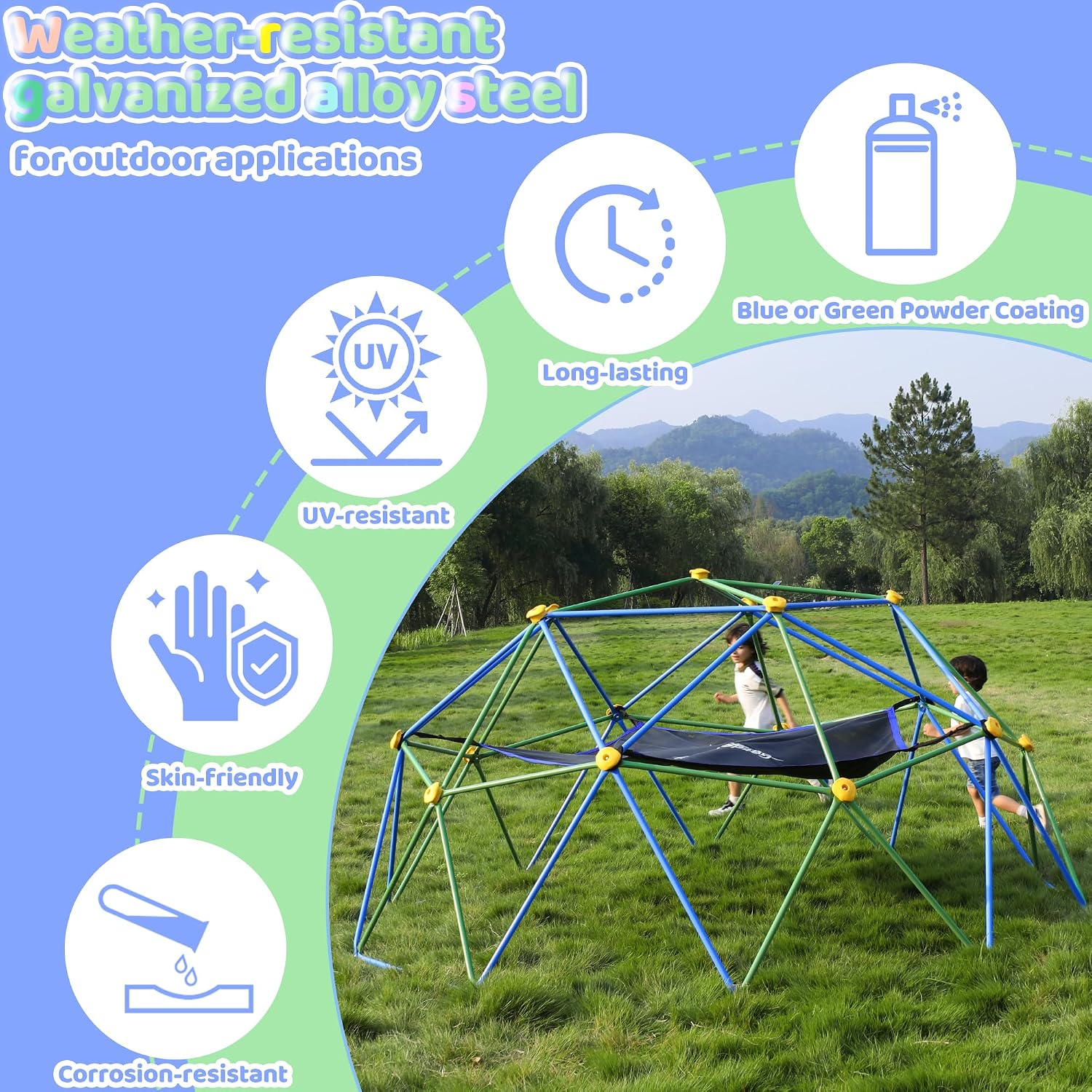 Kopuła wspinaczkowa 3m z hamak – Kids Outdoor Jungle Gym Dome recenzja i cena