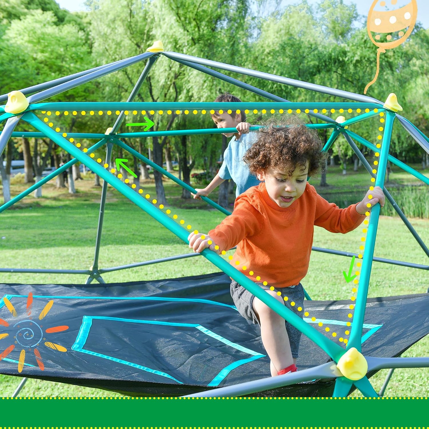 Kopuła do wspinaczki o długośc – Kids Outdoor Jungle Gym Dome recenzja i cena